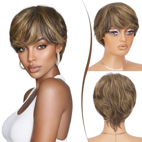 RUWISS Pixie Cut Human Hair Wig – Short Wigs for