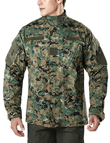 CQR CLSL Men's Combat Military Jacket, Water Repellent Ripstop Army Fatigue Field Jacket, Outdoor EDC Tactical ACU Coat, ACU Jacket Marpat, Large
