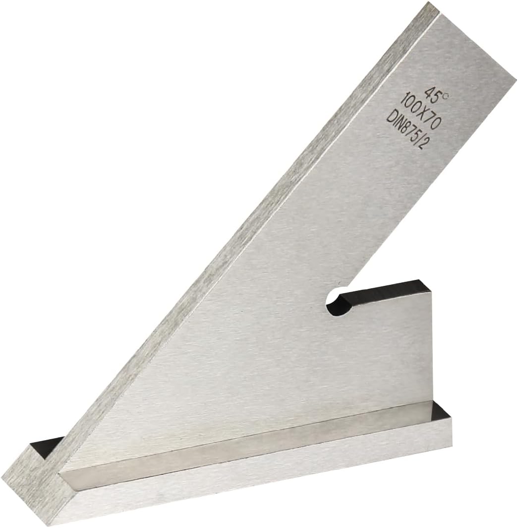Licorne 45 Degree Machinist Square Miter Square Removable Base DIN 875/2 Standard Angle Ruler Hardened Steel 4x2.8 Inch