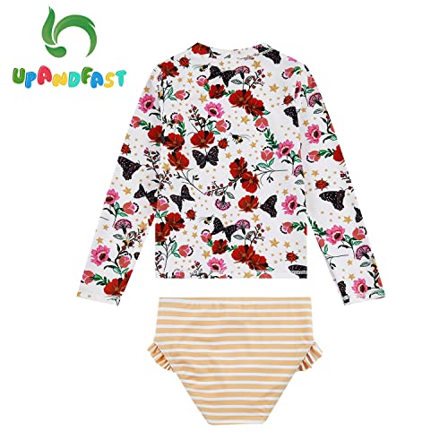 Image of upandfast Girls Rash Guard Set Long Sleeve Two Piece Swimsuit with UPF 50+ Sun Protection for Girls 3-8 Years