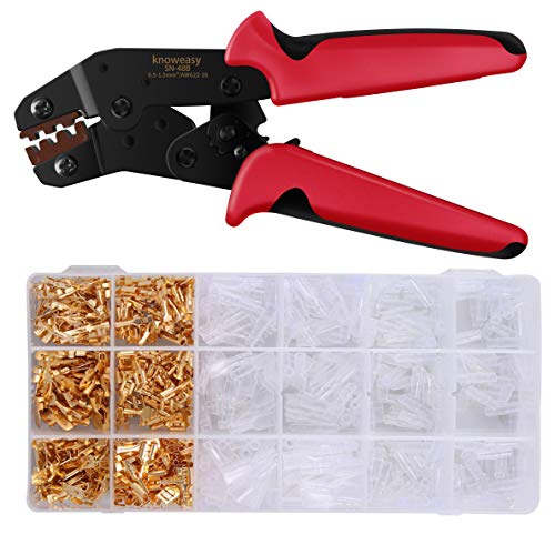 Wire Terminals Crimping Tool Kit,Knoweasy Spade Connectors Crimper and Ratcheting Wire Terminals Crimping Tool of AWG26-16(0.5-1.5mm²) with 300PCS Male and Female Spade Connector