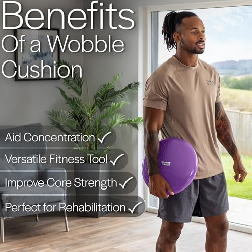 Core Balance Wobble Cushion Physio, Air Stability Cushion, Inflatable Core Trainer, Sensory Cushion for Chair, Pump Included (33cm x 2 inches) - Image 6