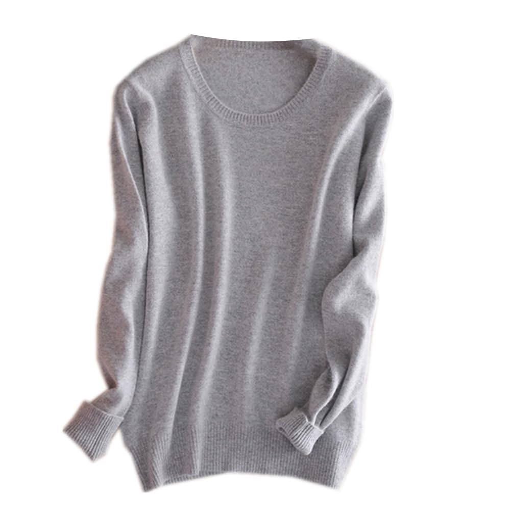 Ladies Crewneck Knitted Jumper Sweater Casual Long Sleeve Pullover Lightweight Classic Blouse Tops