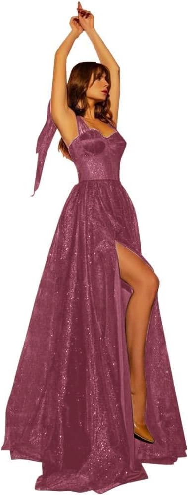 Tulle Prom Dress for Women Spaghetti Straps A Line Maxi Dresses Long Formal Evening Party Gown F159