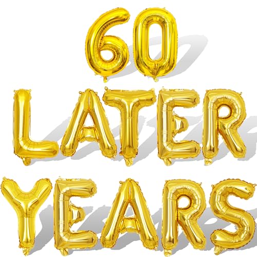 Gold 60 Years Later Letter Balloons 16in Balloon Foil Letter Decorations Party Decor Gold Letter Balloons 60 Years Later Party Supplies