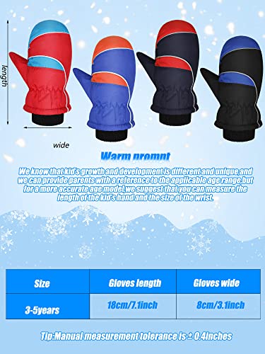 Image of Geyoga 4 Pairs Kids Mittens Waterproof Ski Gloves Boys Girl Warm Snow Winter Mittens for Kids Toddler Outdoor Activities