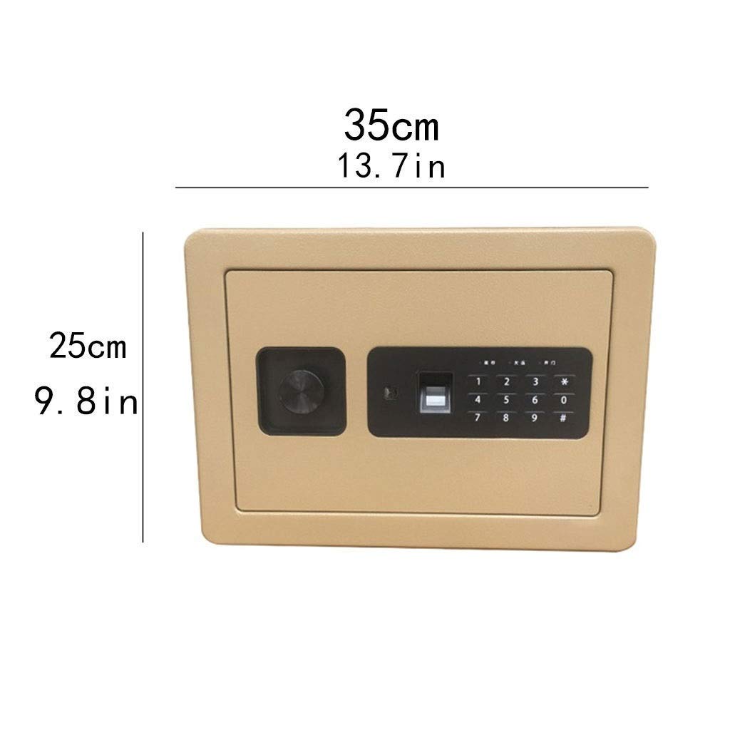 RLKHXBS Caja de Seguridad Safes Fireproof Digital Alarma incorporada Box de Dinero de Doble pisado Moneda Caja de Almacenamiento en Efectivo Gold35 * 25 * 25cm Safox