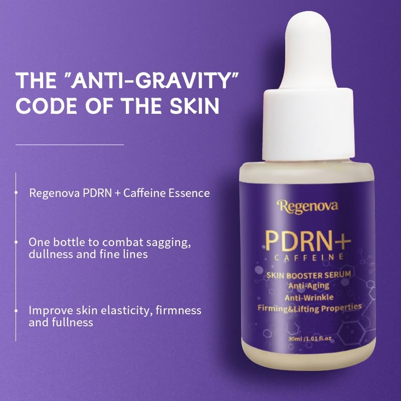 Regenova PDRN Caffeine Shot Serum – 38% Plant-Based Vegan PDRN, 20,000ppm Caffeine & Niacinamide – Firming, Plumping, and Lifting Face Serum – Korean Skincare – 1.01 Fl Oz