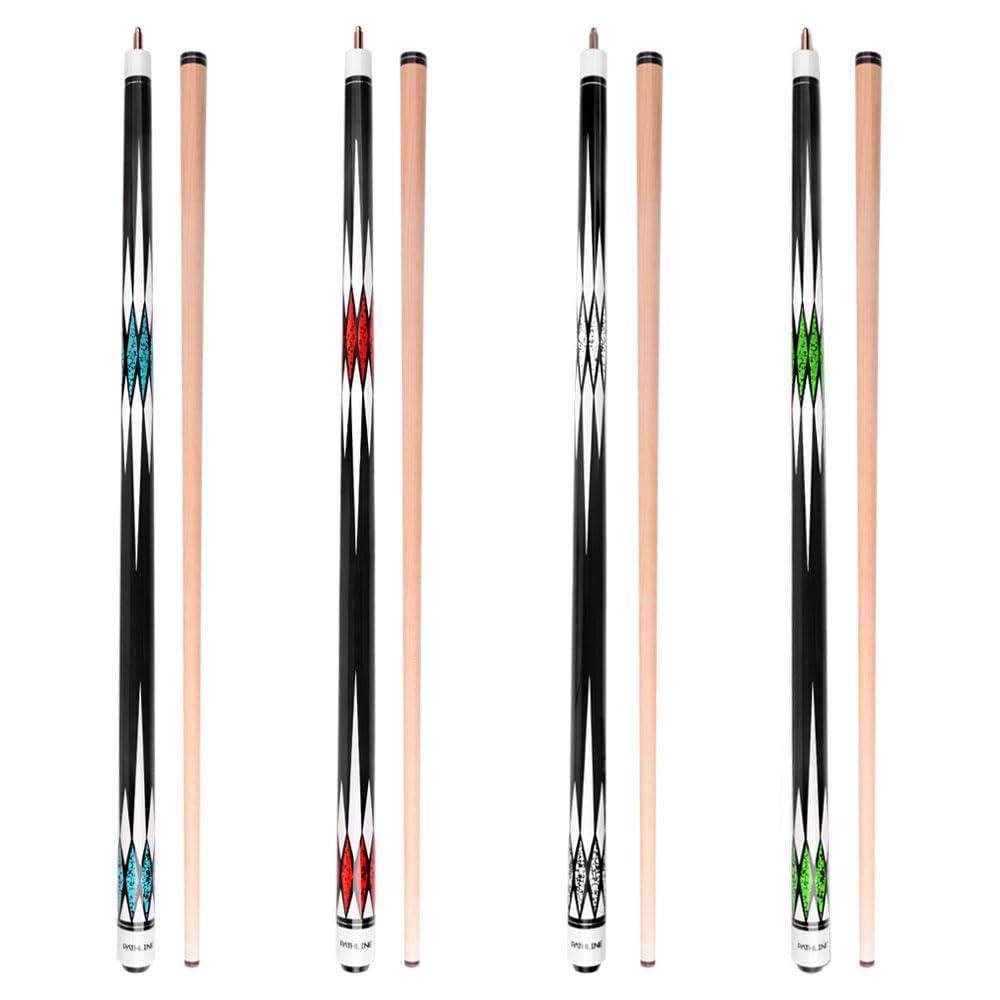 Pathline Pool Cue Stick - 58 inch Canadian Maple Billiard Pool Stick Set of 4 (BGRW 19oz)