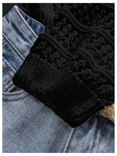 GORGLITTER Women's Bow Tie Front Floral Cropped Cardigan Crochet Knit Lightweight Boho Cute Sweaters Top4