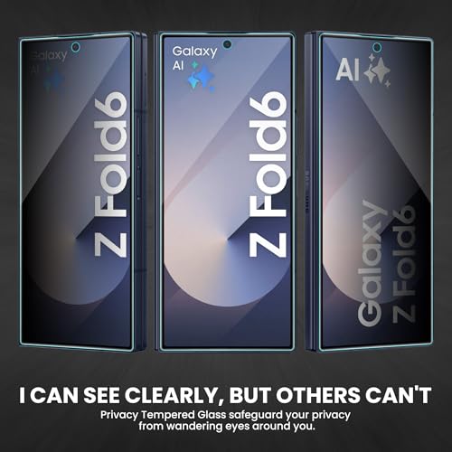 Image of FIRST MART Privacy Tempered Glass for Samsung Galaxy Z Fold 6, 2 Pack | Anti-Spy 9H Screen Protector, Edge-to-Edge, Case-Friendly, Scratch Resistant, Bubble-Free