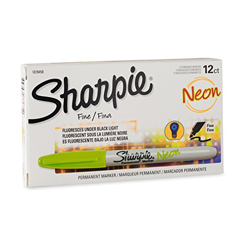 Sharpie 1878458 Neon Fine Point Permanent Marker, Neon Green, 12-Pack