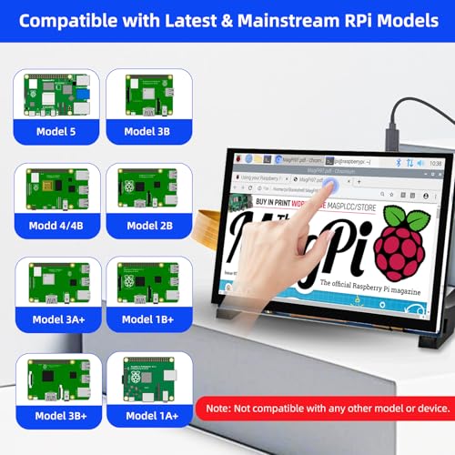 Image of 5 Inch Touch Screen IPS DSI Display Compatible with Raspberry Pi 5 /4 /3 /B+ /A+, 800x480 Pixel IPS Capacitive Screen, Driver-Free MIPI DSI Port