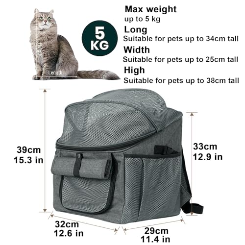 SBCWH Dog Bike Basket, 4 in 1 Foldable Dog Bike Carrier with Handlebar Adapter, Breathable Pet Backpack Carrier Cat Dog Bicycle Basket for Outdoor Cycling, Hiking, Travel