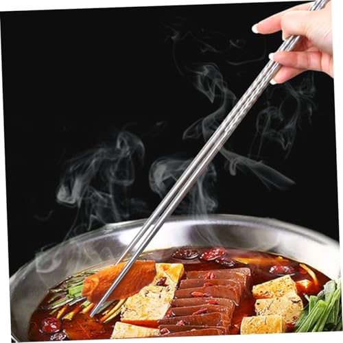 CHICAMPERA 3組 ステンレス製特長長箸 滑り止めリング付き 耐食性料理用火鍋揚げ箸 家 飲食店向け