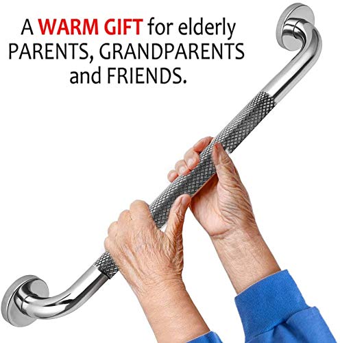 2 Pack 24 Inch Shower Grab Bar With Anti-Slip Grip, Imomwee Chrome Stainless Steel Bathroom Grab Bar Handle, Shower Balance Bar, Safety Hand Rail Support, Handicap Elderly Senior Assist Bath Handle #TOP4