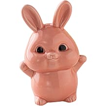 TIDTALEO Ceramic Bunny Figurine Pink Easter Rabbit Ornament Home Decor Accent for Living Room and Bedroom Tabletop Decorative Statue