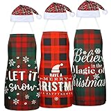 6 Pieces Christmas Apron and Hat Set Include 3 Pieces Christmas Fabric Aprons Buffalo Plaid Cooking Aprons Adjustable Christmas Kitchen Cooking Apron and 3 Pieces Christmas Kitchen Hats Xmas Check Hat