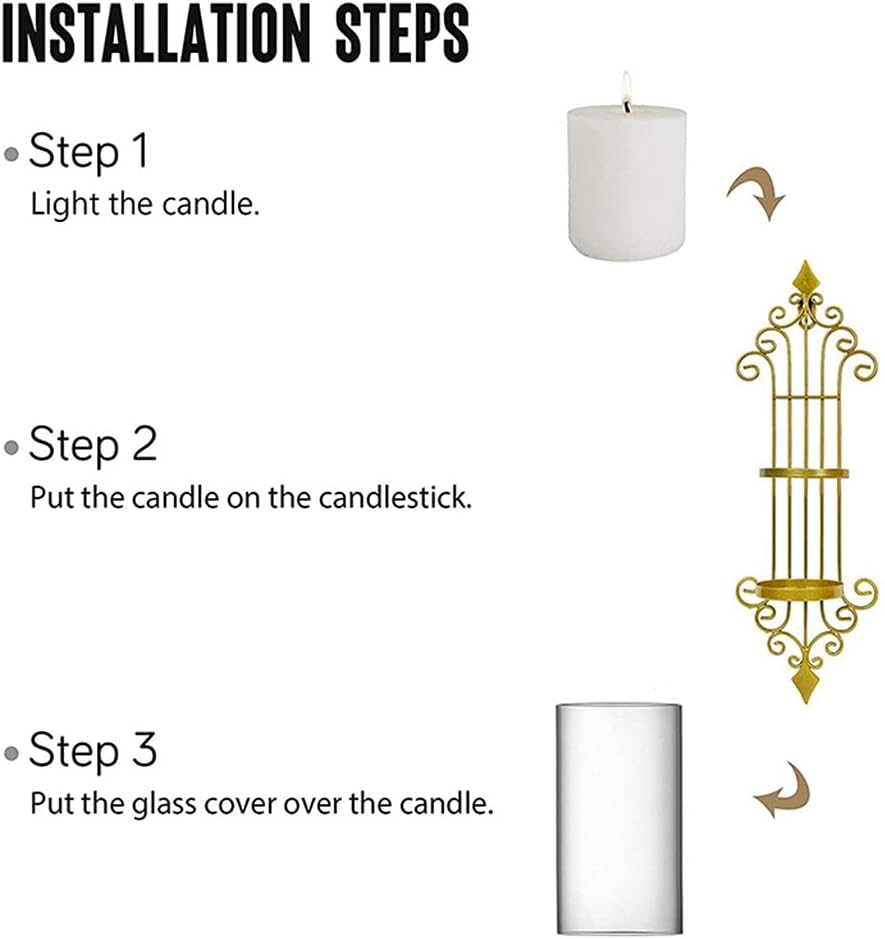 2 Pcs Wall Sconce Candle Holder Antique-Style Golden Metal Wall Art Decorations for Living Room Bathroom Dining Room