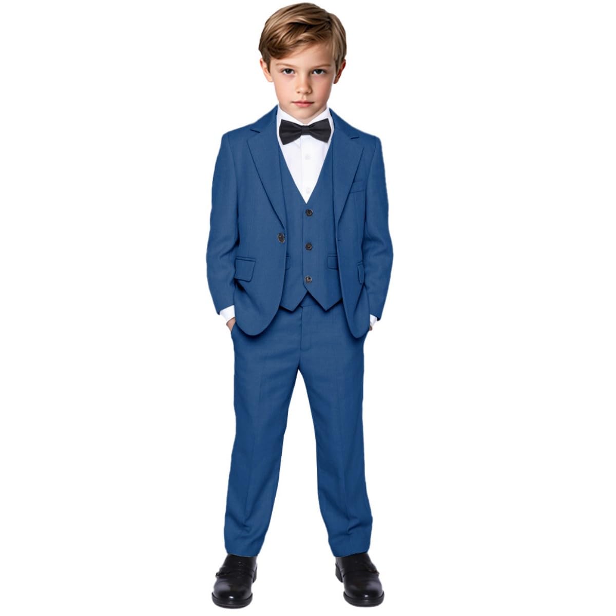 Jungen 3-teiliges Leinen-Smokinganzug für Jungen, Jacke, Weste, Hose für Kleinkinder, Teenager, Jungen, Kommunion, Hochzeitsanzug