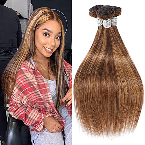 daji hair Ombre Blonde Human Hair Bundles Brazilian Straight Wave Human Hair 3 Bundles Virgin Human Hair Bundles 100G Pcs Double Weft Ombre