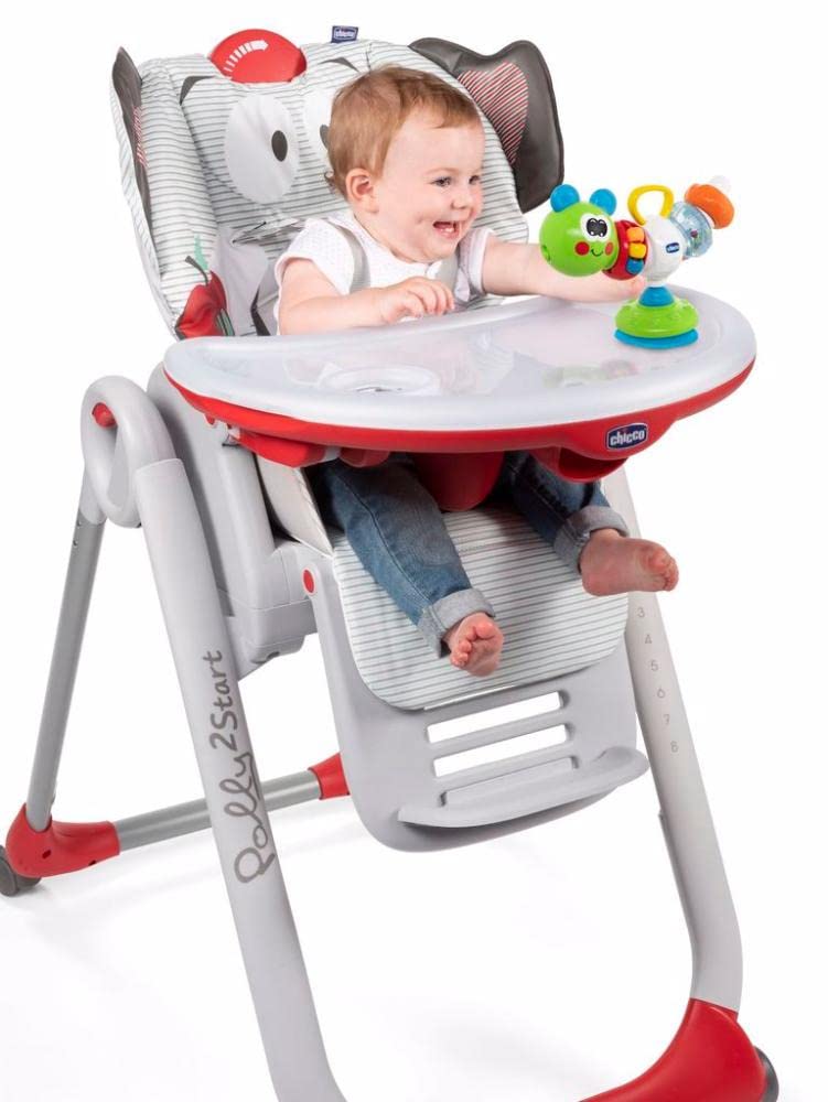 Chicco - Gioco Seggiolone Bruchino Ballerino, Gioco Elettronico con Ventosa per Seggiolone, con Suoni, Melodie e Attività Manuali, Batterie Incluse, Multicolore, 6-36 Mesi