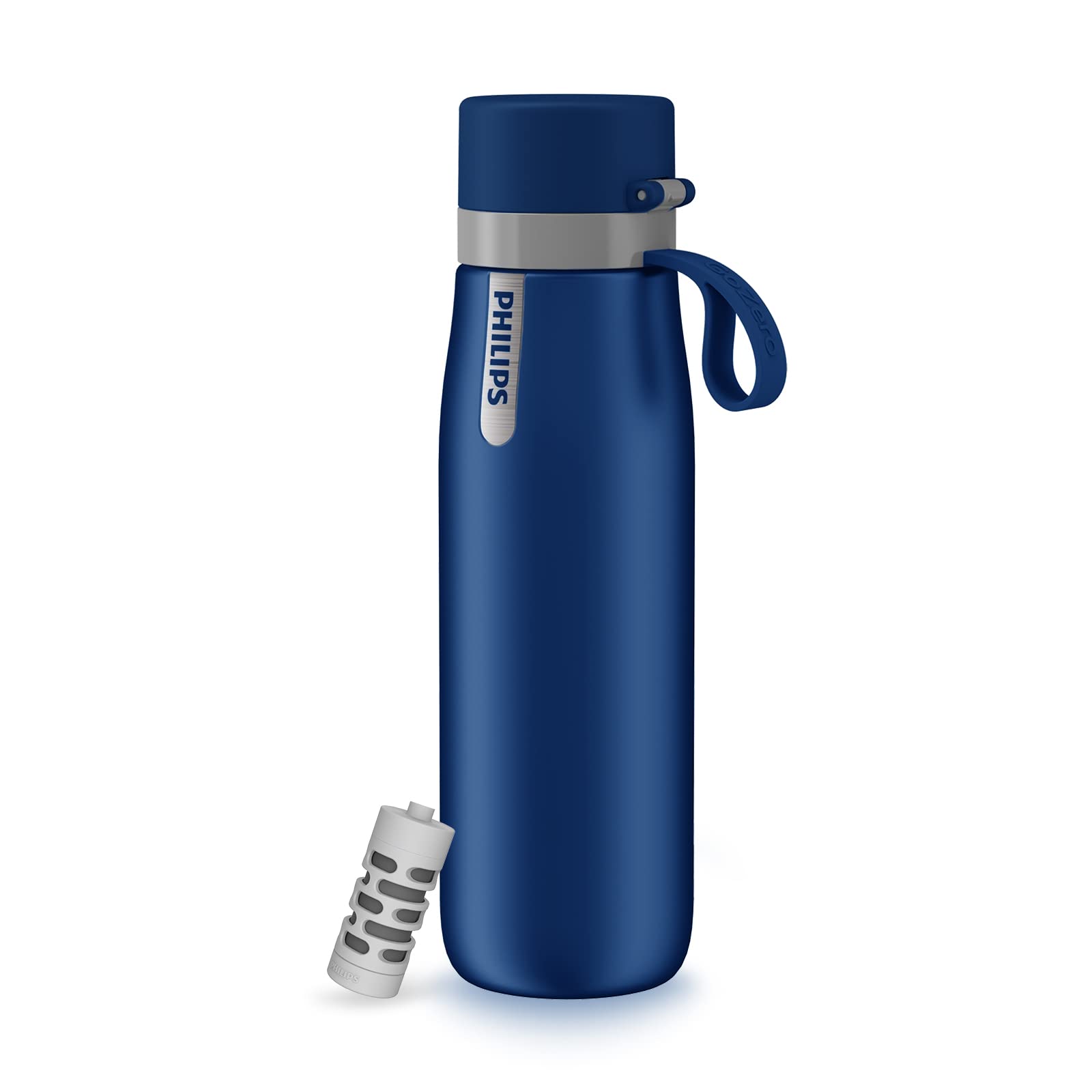 Philips Water GoZero Everyday Insulated Stainless Steel Water Bottle with Philips Everyday Tap Water Filter BPA Free Transform Tap Water into Healthy Tastier Water Keep Drink Hot/Cold, 18.6 oz/32 oz