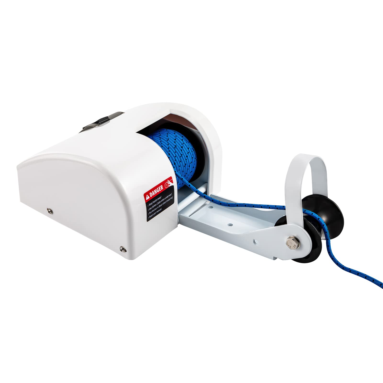 PIAOCAIYIN Boat Anchor Winch, 45 Lbs Marine Boat Electric Boat Winch, Trailer Winch, 12V Anchor Winch Up to 45 Lbs, Boat Anchor Winch w/Wireless Remote Control, 70ft/Min, White