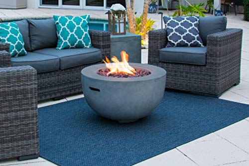 Akoya Outdoor Essentials 30" Fiber Concrete Outdoor Propane Gas Fire Pit Table Bowl In Gray #TOP1