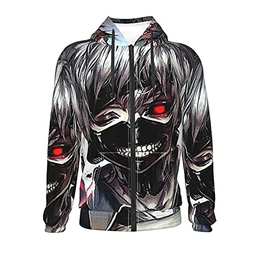 Tokyo Ghoul Kaneki Ken Casual Hoodie Kids Zip Up Hoody,3d Printed Long Sleeve Hooded Sweatshirt soft T-Shirts With Pockets 7-8 Years Black