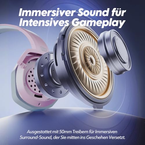 NUBWO G06 Dual Wireless Gaming Headset mit Mikrofon für PS5, PS4, PC, Mobile: 2.4 GHz Wireless + Bluetooth - 100 Stunden - 50mm -Treiber… – Ansicht 5