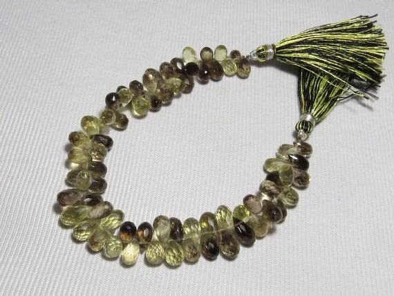 Quartz bière naturel perles larmes facettées 5x8-6x12mm pour fabrication bijoux DIY
