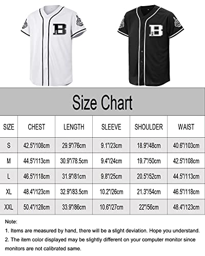 Babyhealthy Baseball Jersey Letter Print Button Down Tshirts Hip Hop Hipster Softball Sports Active Tee For Men Black #TOP6