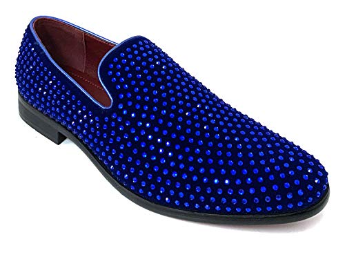 G4U-Alberto Fellini Men's Dress Shoes Rhinestone Loafers Stage Tuxedo Fashion Glitter, 11 Royal Blue