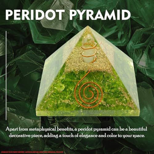 Image of Peridot Crystal Pyramid | 2 Inch | Positive Energy Generator | Reiki Healing Stone Pyramid | Meditation Energy Tool | Vastu Remedy | Home & Office Decorative Gift
