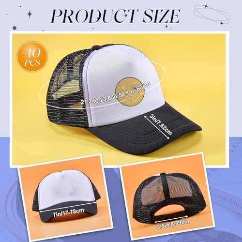 Image of 40 Pack Sublimation Blank Trucker Hat Bulk Wholesale Mesh Baseball Cap for Women Men DIY Hat Bar Party