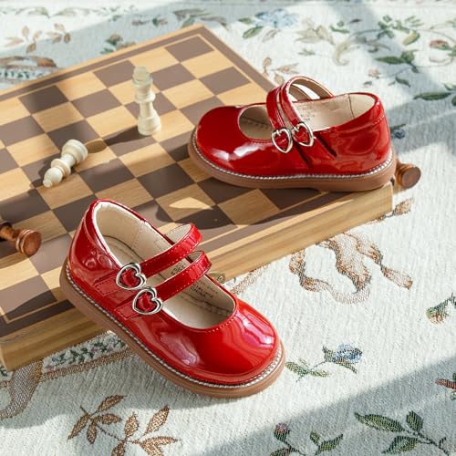 Image of GINFIVE Toddler Girls Dress Shoes Little Kids Flats School Mary Janes Shoes