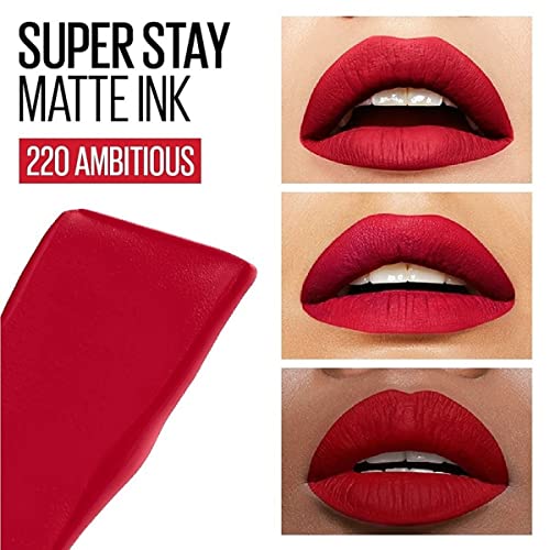 Image of Maybelline New York Super Stay Matte Ink Liquid Lipstick, Ambitious and Garnier Micellar Cleansing Bi Phase Water, 125ml