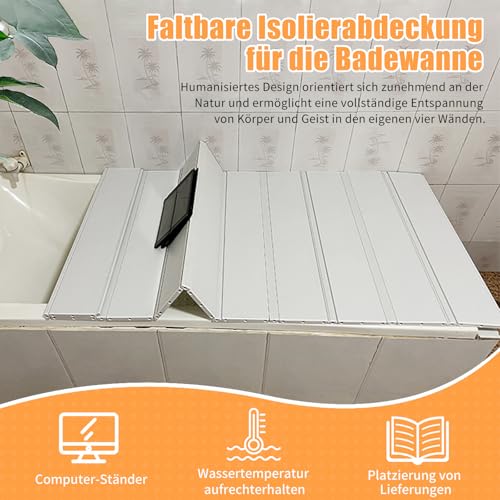 Badewannenabdeckung,160x75cm Faltbare Badewannenablage PVC Wasserdicht badewannenbrett Staubdicht Badewannenabdeckung für Haus Badewannen Badezimmer SPA (Dünnes Stil, 80x160x0.7cm)