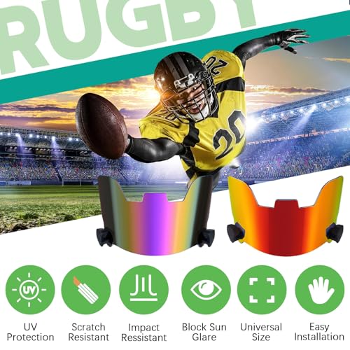 Image of Xuhal 2 Pcs Football Visor for Youth Adult Football Helmet Visor Lacrosse Helmet Eye Shield Eye Protection for Sport(Red and Purple)