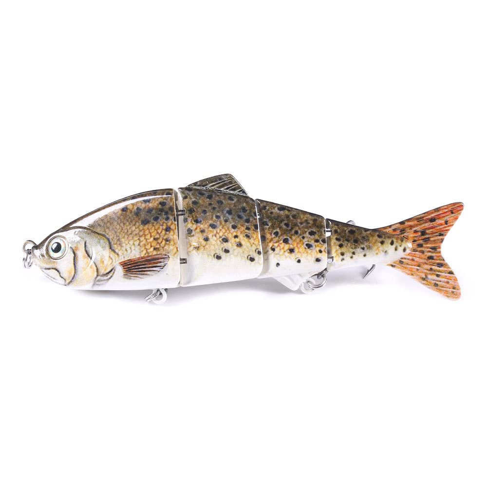 Lot de 6 leurres de pêche multi-articulés pour brochet - Appâts de pêche en eau douce et salée - Coulant lentement - Avec 4 segments - Design de simulation