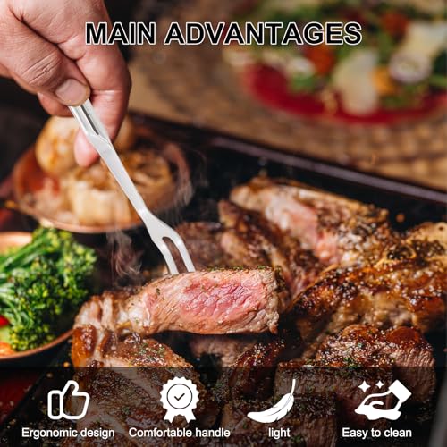 2 Pcs Carving Fork, Meat Cooking Utensil, Kitchen Forks 2 Prong, Long Handle Fork, Granny Fork, Anti-Rust, Heat-Resistant For Grill, Cooking And Serving - Thumbnail 5