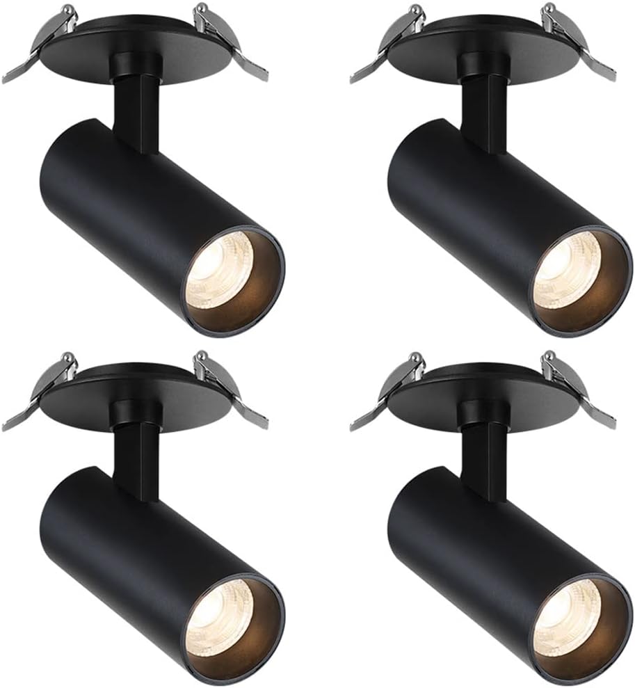 LED Recessed Spotlights, 12W COB Ceiling Recessed Downlight,CRI90+ Adjustable Angle,Ceiling Lighting for Living Room,Bedroom,Shop,Showroom(4-Pack)