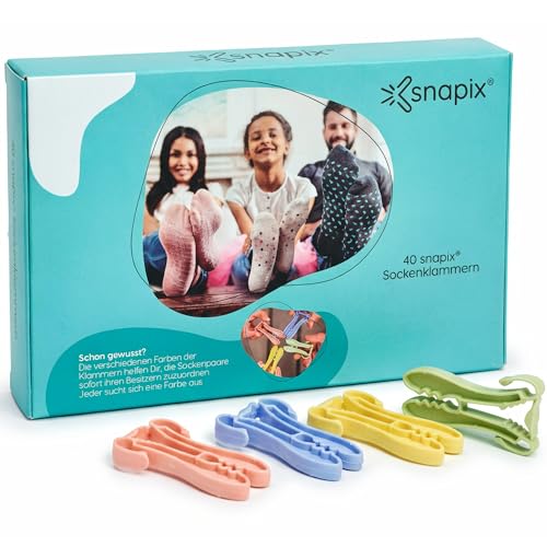 snapix Sockenklammern für Waschmaschine und Trockner [40 Stück] - NEU - Innovative Sockenclips - robust und handlich - Nie Wieder Socken sortieren