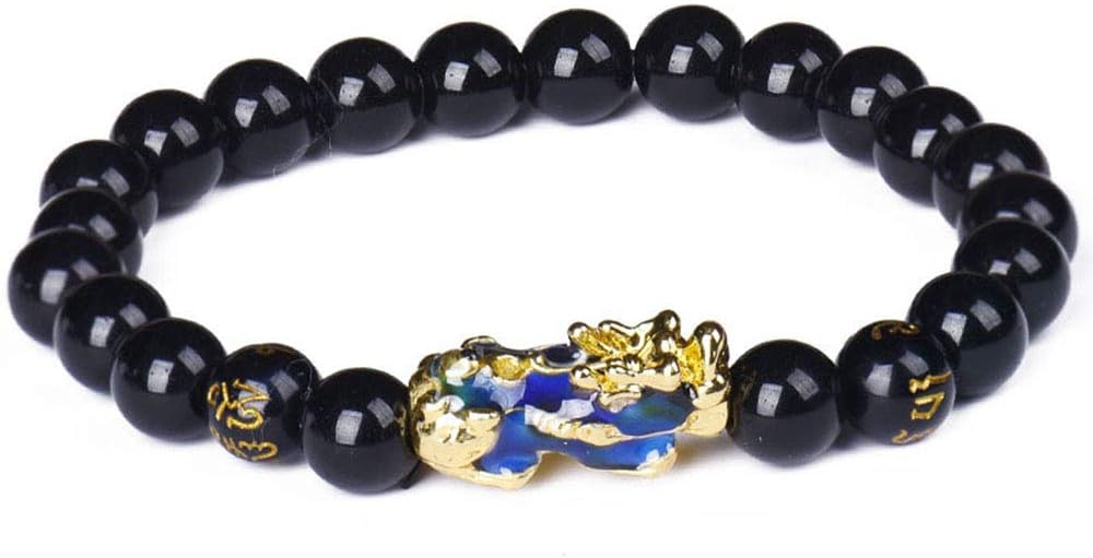 Feng Shui The Best Porsperity 10mm Black Bead Bracelet with Color Changed Pi Xiu/Pi Yao Attract Wealth and Good Luck