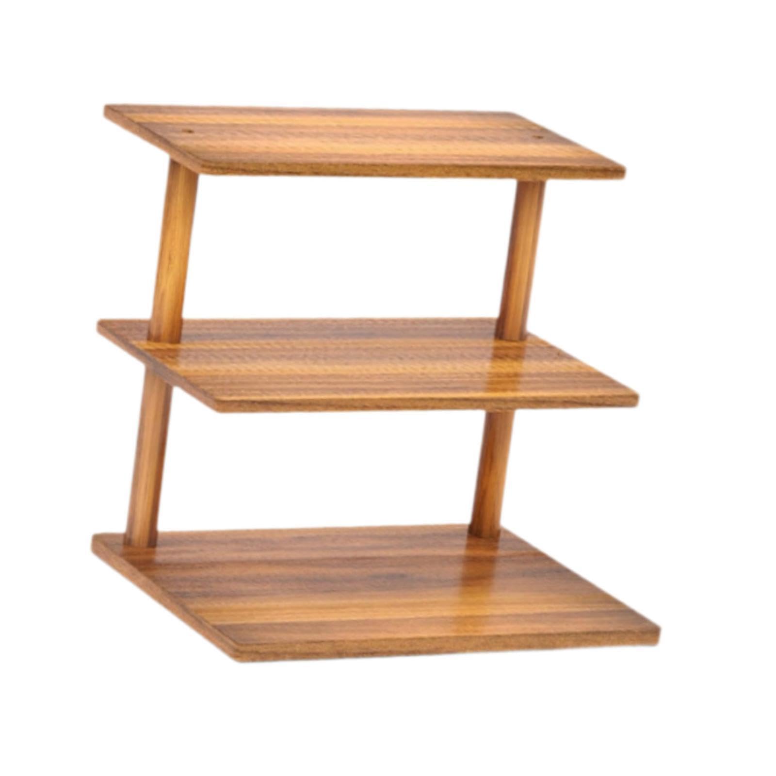 Présentoir à gâteaux à étages en bois rustique 3 niveaux, idéal pour présenter gâteaux, biscuits et bonbons lors de fêtes. Ce présentoir