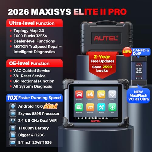 Autel Scanner MaxiSys Elite 2 Pro : 2026 Elite II Pro with 2-Years Update, J2534 Tool as MS Ultra Lite MS909 S2 MS919 Up of MS908S PRO II, 40+ Service, 3K+ Active Test, DOIP CANFD, Intelligent Motor - Image 3