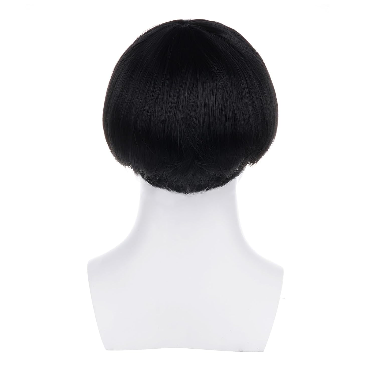 Yookat 2PC Short Black Mushroom Wig and Hairnet 80s Bowl Cut Mushroom Hair Halloween Cosplay Party funny Mushroom Wig for Men - Image 4