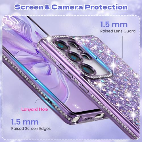 FABSPARK Case for Samsung Galaxy S25 Edge,Glitter Crystal Diamond Rhinestone Sequin Shiny Bling Sparkly Glossy Luxury Electroplated,Aesthetic Cute Full Protection for Samsung Galaxy S25 Edge,Purple by FABSPARK - Image 3