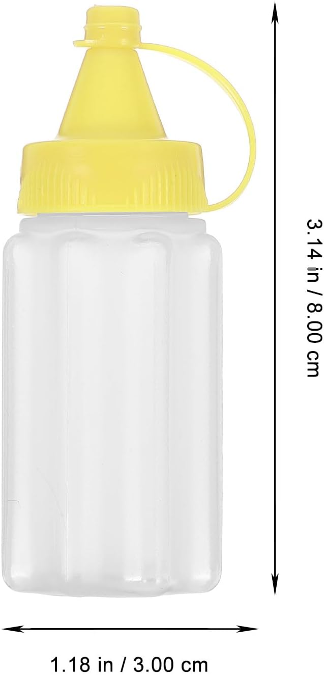 4pcs Plastic Squeeze Bottles for Kitchen Condiments, Ketchup and Syrup Dispensing Bottles with Yellow Caps, 250ml Salad Dressing Containers for Home Cooking and Food Serving
